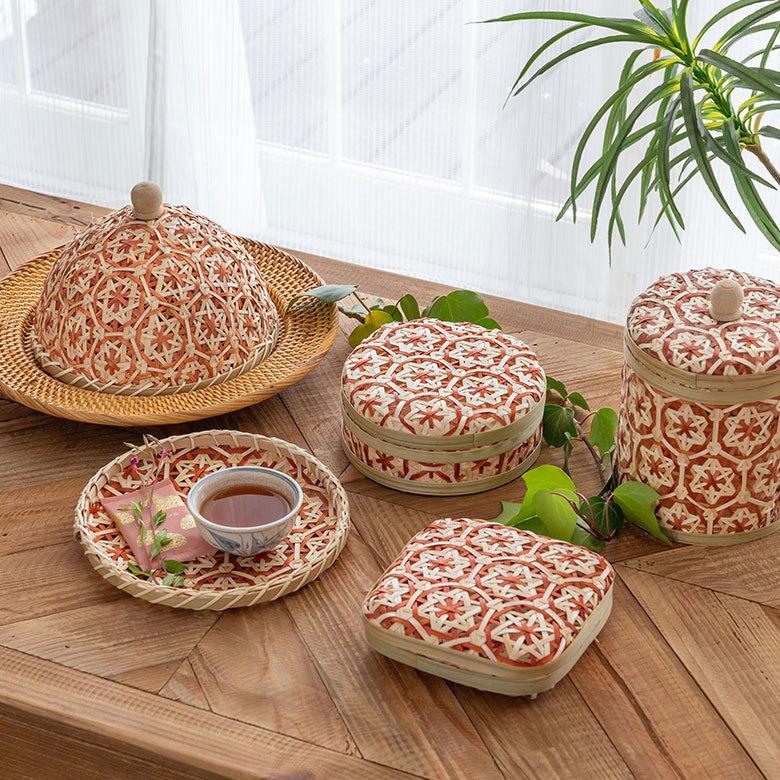 収納ボックス バンブー 蓋つき ボックス ケース W 16cm D 16cm H 5cm ブラウン ブラック アイボリー ライトブルー パープル 51313 |  | 17