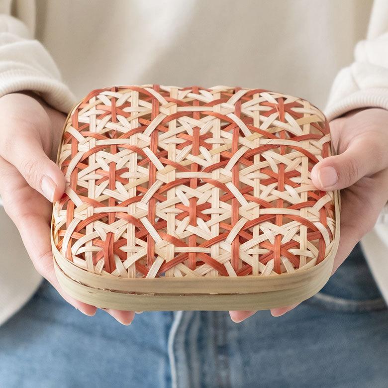 収納ボックス バンブー 蓋つき ボックス ケース W 16cm D 16cm H 5cm ブラウン ブラック アイボリー ライトブルー パープル 51313 |  | 05