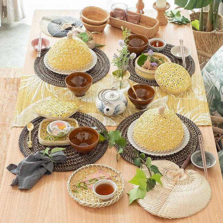 収納ボックス バンブー 蓋つき ボックス ケース W 16cm D 16cm H 5cm ブラウン ブラック アイボリー ライトブルー パープル 51313 |  | 07