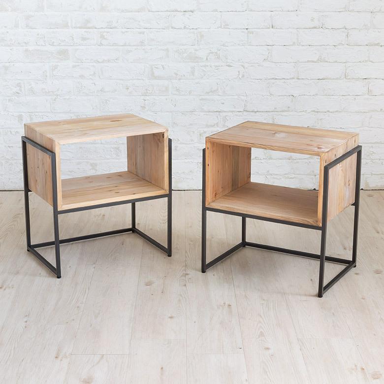 サイドテーブル ナイト テーブル ラック 木製 ウッド アイアン