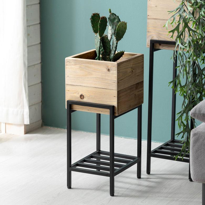 プランター スタンド カバー ラック 脚付き 木製 パイン材 ショート 正方形 5号鉢対応 ボタニーク シェルフ フラワー 室内 おしゃれ 北欧 アジアン 家具 g-51 | ブランド登録なし