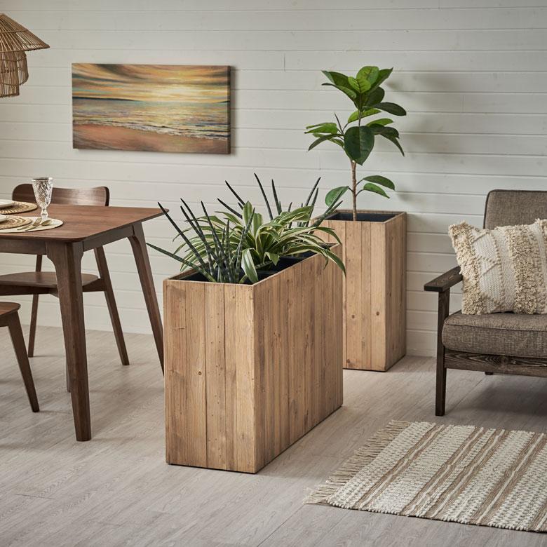 プランター カバー ウッド ボックス スクエア トール Mサイズ 7号用 トリプル ワイド 幅広 インナーポット付き 高さ 65cm 植木 鉢 おしゃれ 北欧 アジアン 51338 | ブランド登録なし | 06