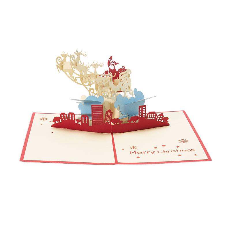 クリスマスカード 立体 ポップアップ サンタ サンタクロース トナカイ 飛び出す 3D メッセージカード おしゃれ かわいい シンプル レター カード アジアン 51375 | ブランド登録なし | 10