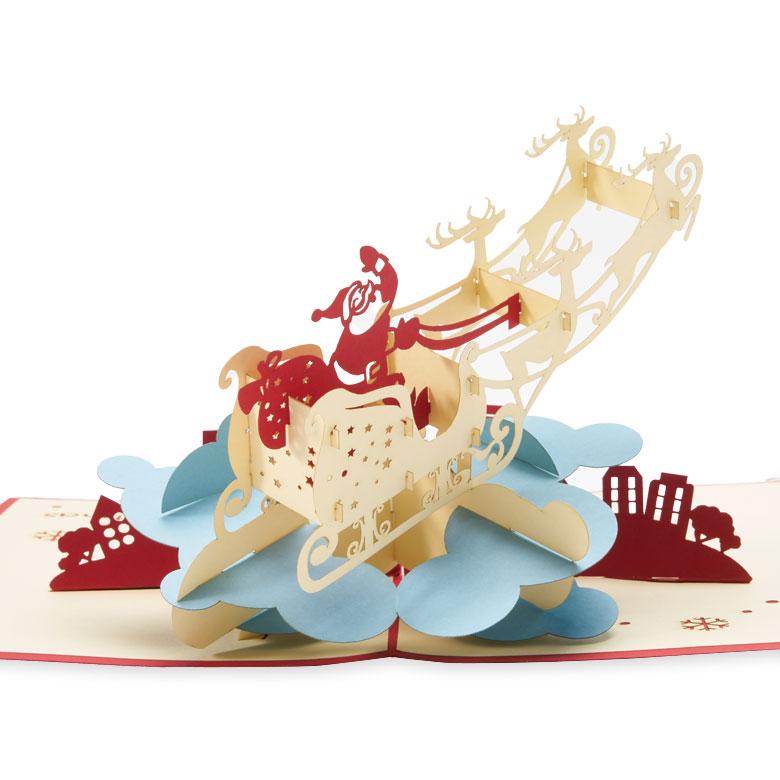 クリスマスカード 立体 ポップアップ サンタ サンタクロース トナカイ 飛び出す 3D メッセージカード おしゃれ かわいい シンプル レター カード アジアン 51375 | ブランド登録なし | 12