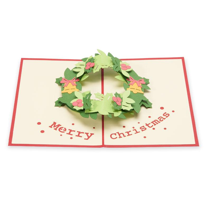 クリスマスカード 立体 ポップアップ リース クリスマスリース