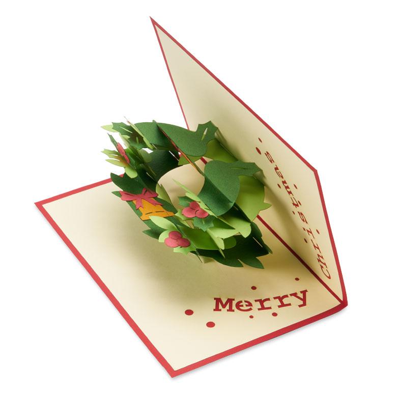 クリスマスカード 立体 ポップアップ リース クリスマスリース