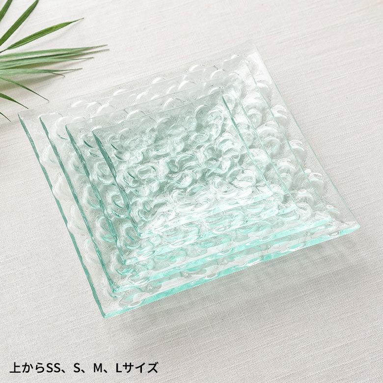 ガラス プレート スクエア Mサイズ 食器 皿 中皿 四角 角皿 前菜