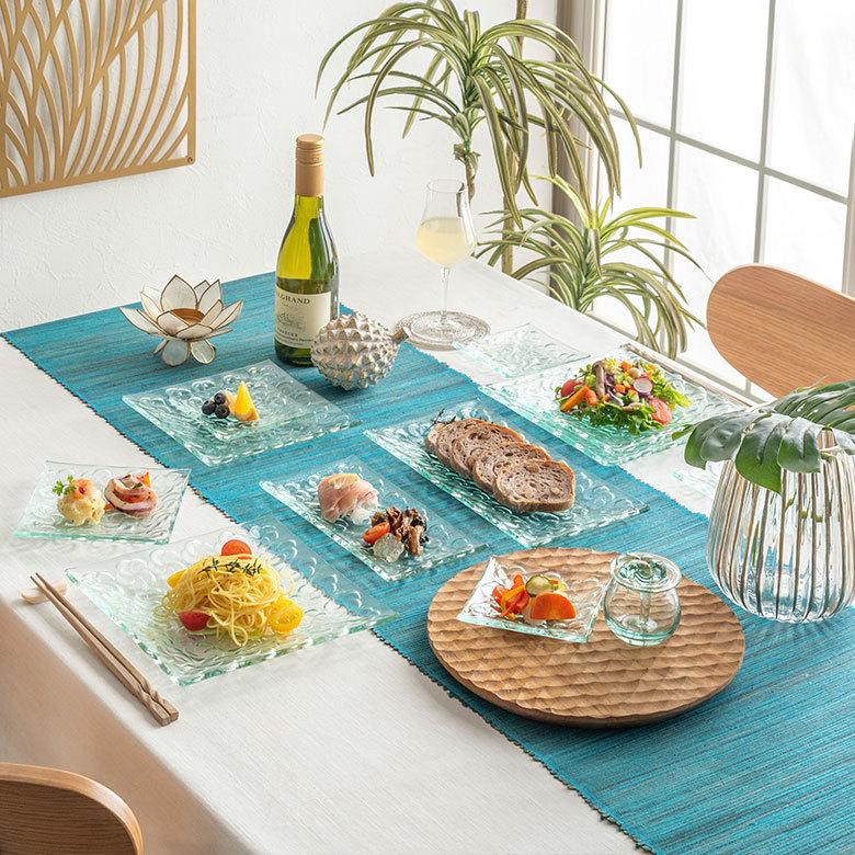 ガラス プレート スクエア Mサイズ 食器 皿 中皿 四角 角皿 前菜