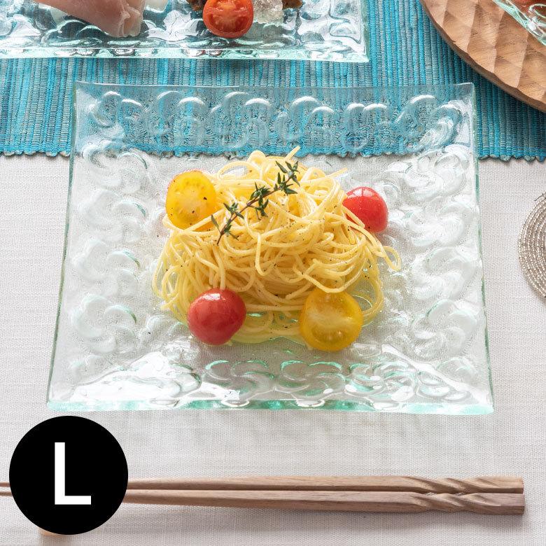 ガラス プレート スクエア Lサイズ 食器 皿 大皿 四角 角皿 前菜