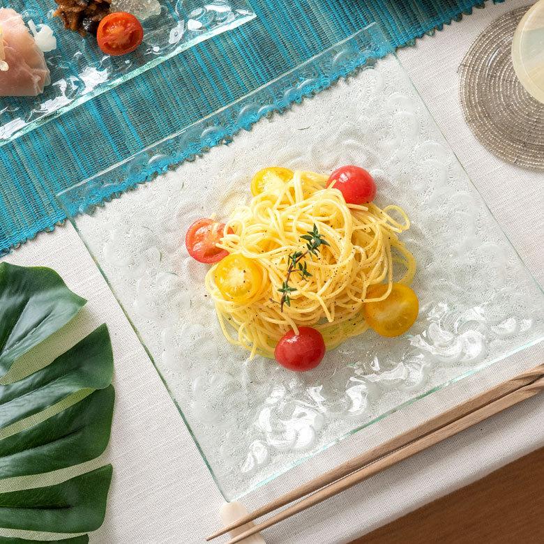 ガラス プレート スクエア Lサイズ 食器 皿 大皿 四角 角皿 前菜