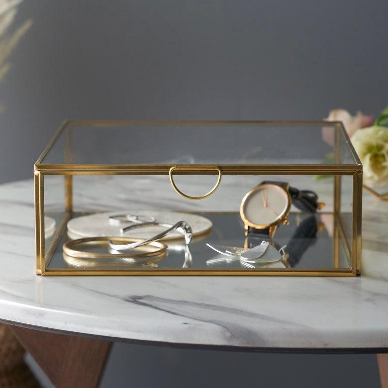 ガラス ケース ジュエリー ボックス ふた付き 小物 入れ 卓上 真鍮 ゴールド アクセサリー 収納 コレクション アンティーク おしゃれ 北欧 アジアン 雑貨 63170 | ブランド登録なし | 13