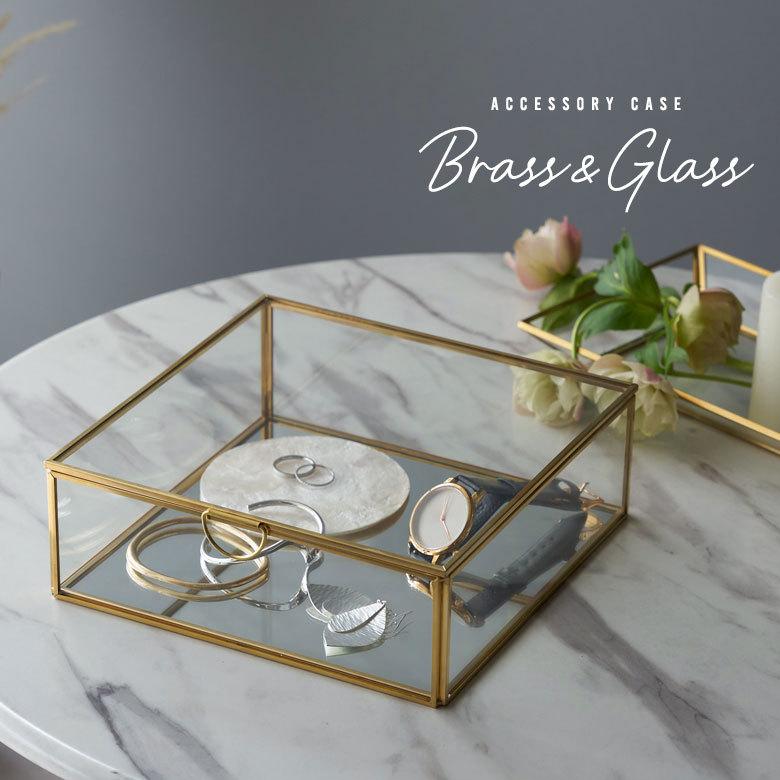 ガラス ケース ジュエリー ボックス ふた付き 小物 入れ 卓上 真鍮 ゴールド アクセサリー 収納 コレクション アンティーク おしゃれ 北欧 アジアン 雑貨 63170 | ブランド登録なし | 19