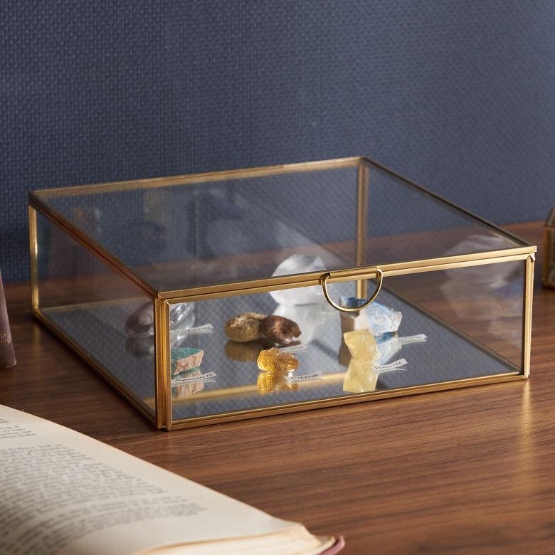 ガラス ケース ジュエリー ボックス ふた付き 小物 入れ 卓上 真鍮 ゴールド アクセサリー 収納 コレクション アンティーク おしゃれ 北欧 アジアン 雑貨 63170 | ブランド登録なし | 08