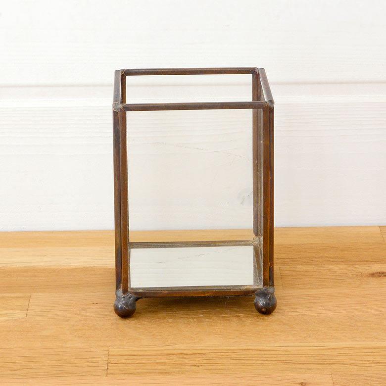 ガラスと真鍮でできた長方形のキャンドルホルダー(63180)【キャンドルホルダー ガラスボックス ガラスケース ディスプレイケース 小物入れ】 |  | 01