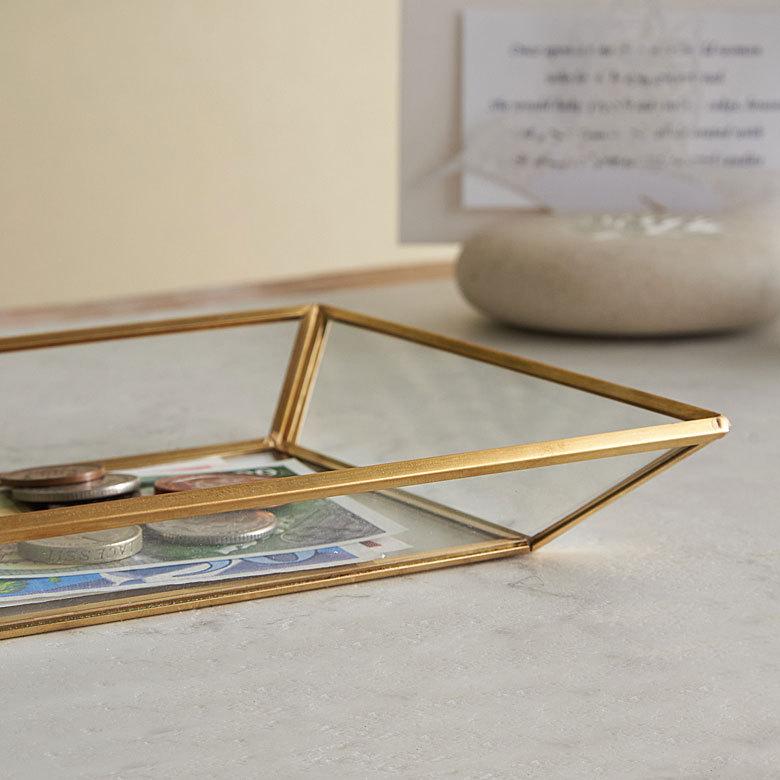 キャッシュ トレー ケース トレイ つり銭 ガラス 真鍮 ゴールド アクセサリー コイン マネー ディスプレイ アンティーク おしゃれ 北欧 アジアン 雑貨 63190 | ブランド登録なし | 04