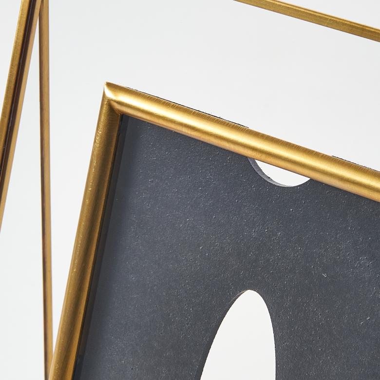 ガラスと真鍮でできたフォトフレーム 写真立て おしゃれ スタンド アンティーク風 シンプル はがきサイズ ポストカード ゴールド ディスプレイ アート 63250 | ブランド登録なし | 07