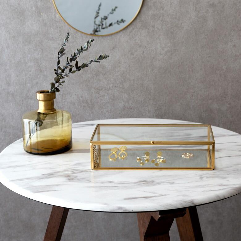 ガラス 真鍮 ジュエリーボックス 6328 : アジア工房 - 通販 - Yahoo