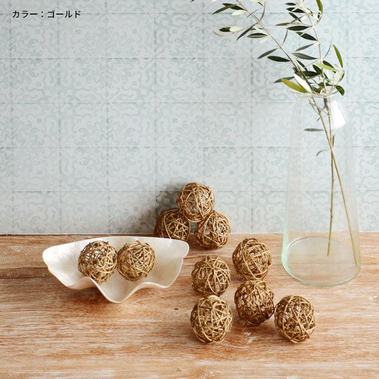 ラタンボールオブジェ Sサイズ 6367 : アジア工房 - 通販 - Yahoo