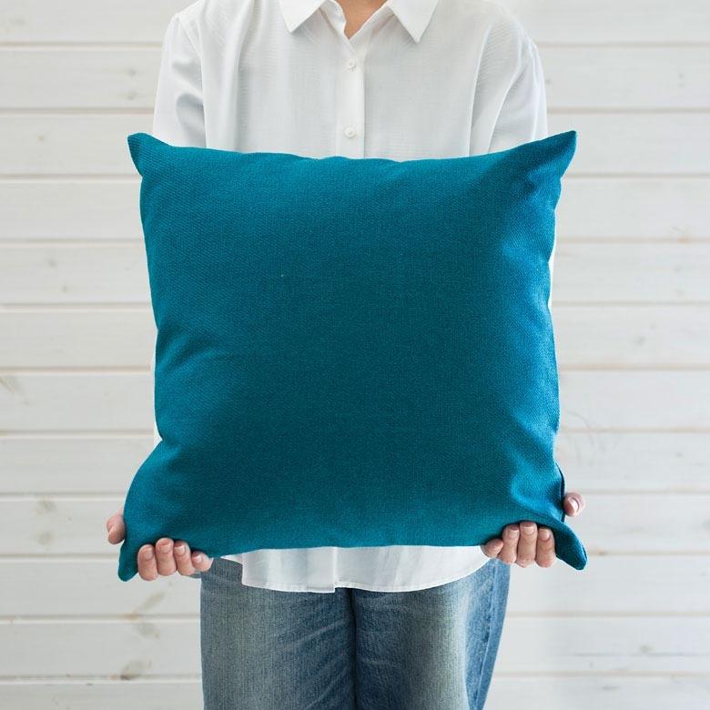 メール便対応 クッションカバー 無地 ターコイズ色 約45×45cm 正方形