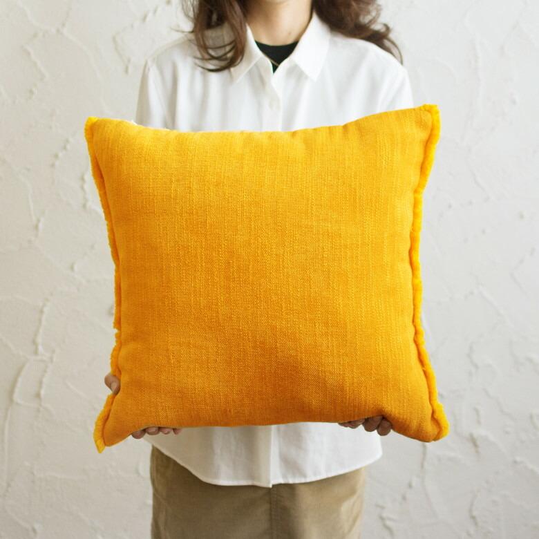 メール便対応 フリンジ付き リネンキャンバス クッションカバー 45×45cm イエロー 66557 |  | 10