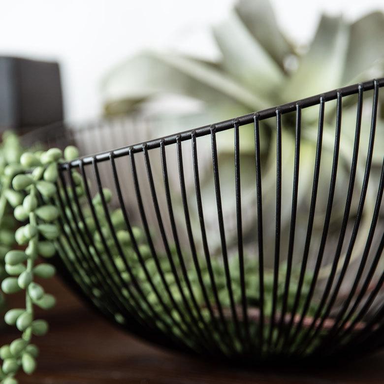 ワイヤーバスケット 楕円形 放射状ワイヤー ブラック 66643 : アジア