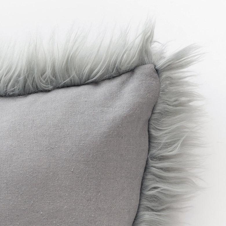 クッションカバー フェイクファー グレー ホワイト 約45×45cm 正方形