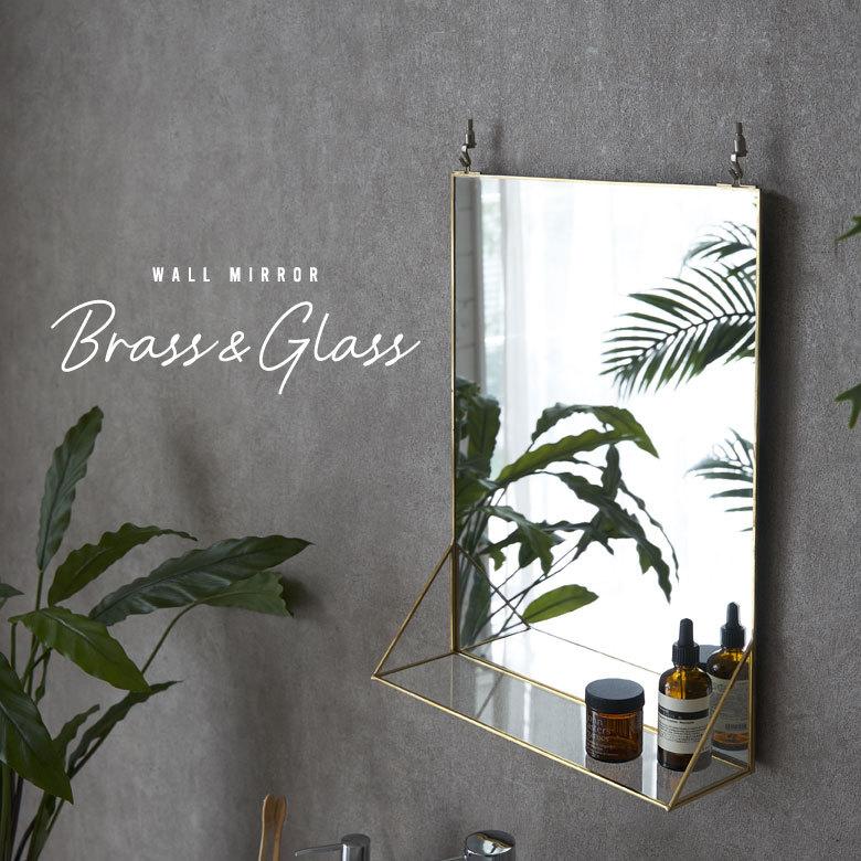 壁掛けミラー 飾り棚付き スクエア型 真鍮フレーム ゴールド ミラー 鏡 ウォールミラー 長方形 オーバルタイプ 壁掛け 吊り下げ アンティーク調 化粧鏡 66718 | ブランド登録なし | 15