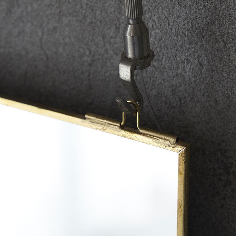 壁掛けミラー 飾り棚付き スクエア型 真鍮フレーム ゴールド ミラー 鏡 ウォールミラー 長方形 オーバルタイプ 壁掛け 吊り下げ アンティーク調 化粧鏡 66718 | ブランド登録なし | 04