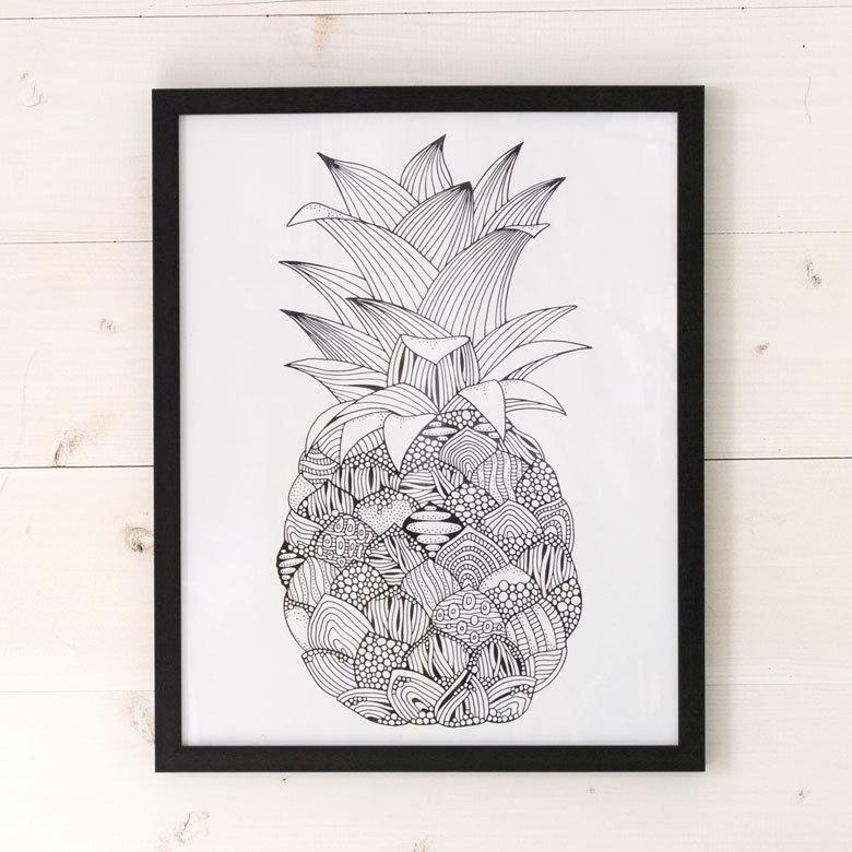 アートパネル モノトーン パイナップル 40×50cm 66807 : アジア工房