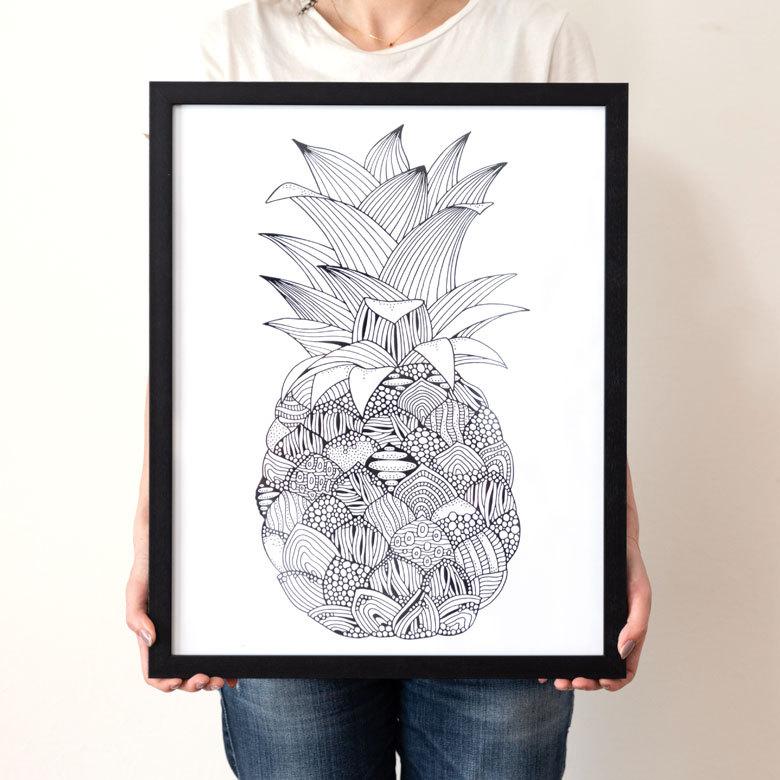 アートパネル モノトーン パイナップル 40×50cm 66807 : アジア工房