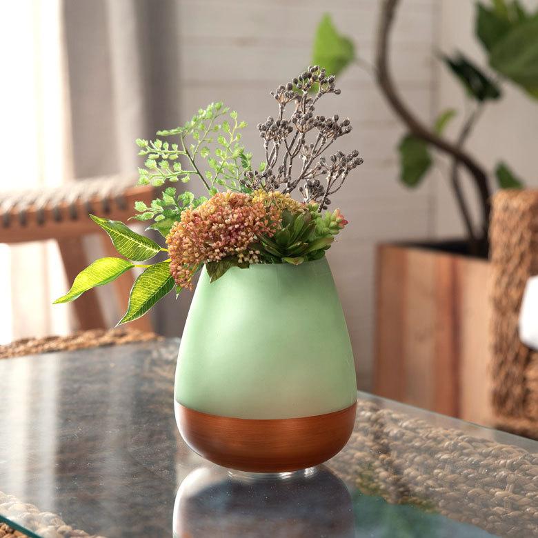 花瓶 フラワーベース 高さ15.5cm コクーン ショートタイプ ツートンカラー 66899 | ブランド登録なし | 08