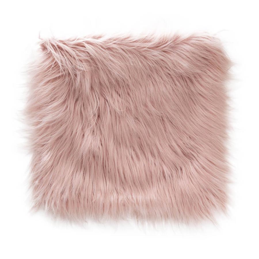 クッションカバー フェイクファー ピンク ベージュ 約45×45cm 正方形