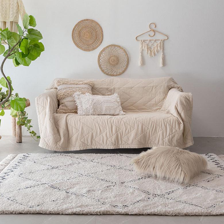 マルチカバー ブランケット ソファ シェブロン 柄 大判 長方形 約 W 150cm D 200cm H 0.5cm コットン 綿 66931 |  | 06