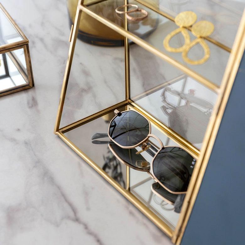 ジュエリーケース アクセサリー ジュエリー 収納 ガラス 真鍮 ミラー ゴールド 金 クリア 約 W 17cm D 9cm H 23.5cm 66980 |  | 11