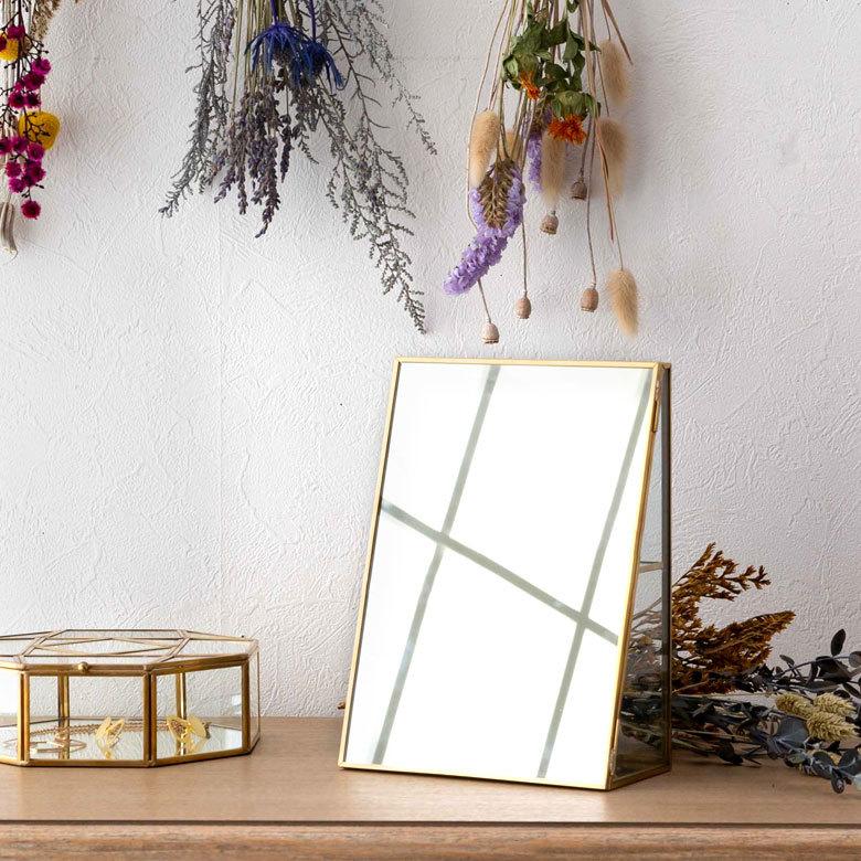 ジュエリーケース アクセサリー ジュエリー 収納 ガラス 真鍮 ミラー ゴールド 金 クリア 約 W 17cm D 9cm H 23.5cm 66980 |  | 18