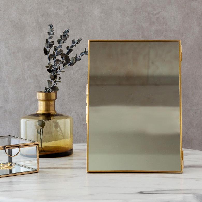 ジュエリーケース アクセサリー ジュエリー 収納 ガラス 真鍮 ミラー ゴールド 金 クリア 約 W 17cm D 9cm H 23.5cm 66980 |  | 05