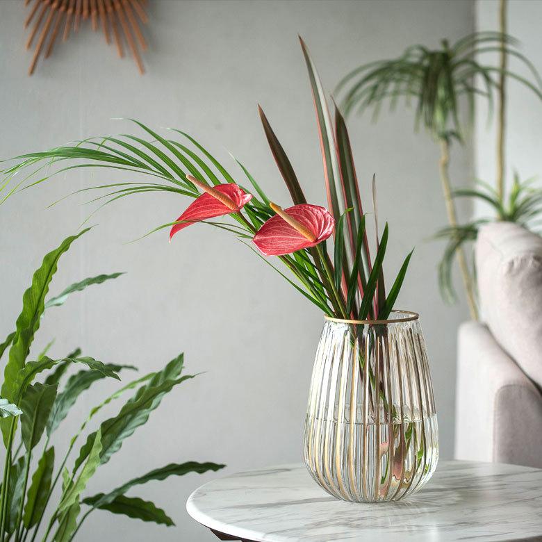 フラワーベース クリア ガラス 花瓶 Mサイズ 約 W 19cm D H 27cm