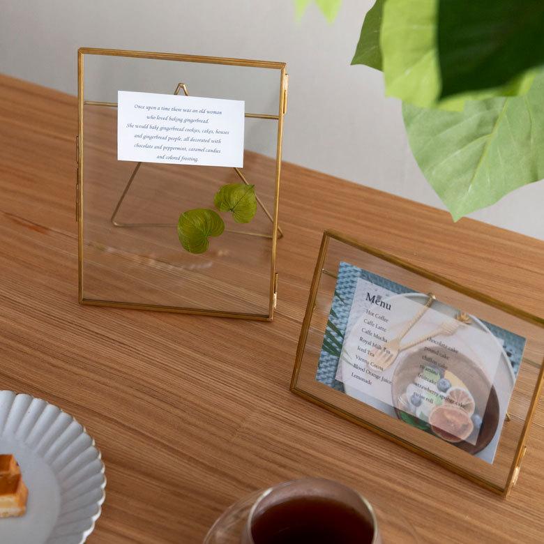 フォトフレーム 2L判 縦置き ガラスと真鍮 ガラスケース アクセサリー収納 67051 |  | 10