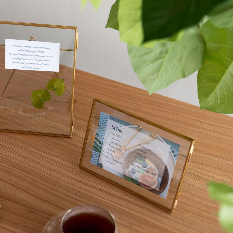 フォトフレーム 横置き ガラスと真鍮 ガラスケース ハガキサイズ 67052 |  | 10