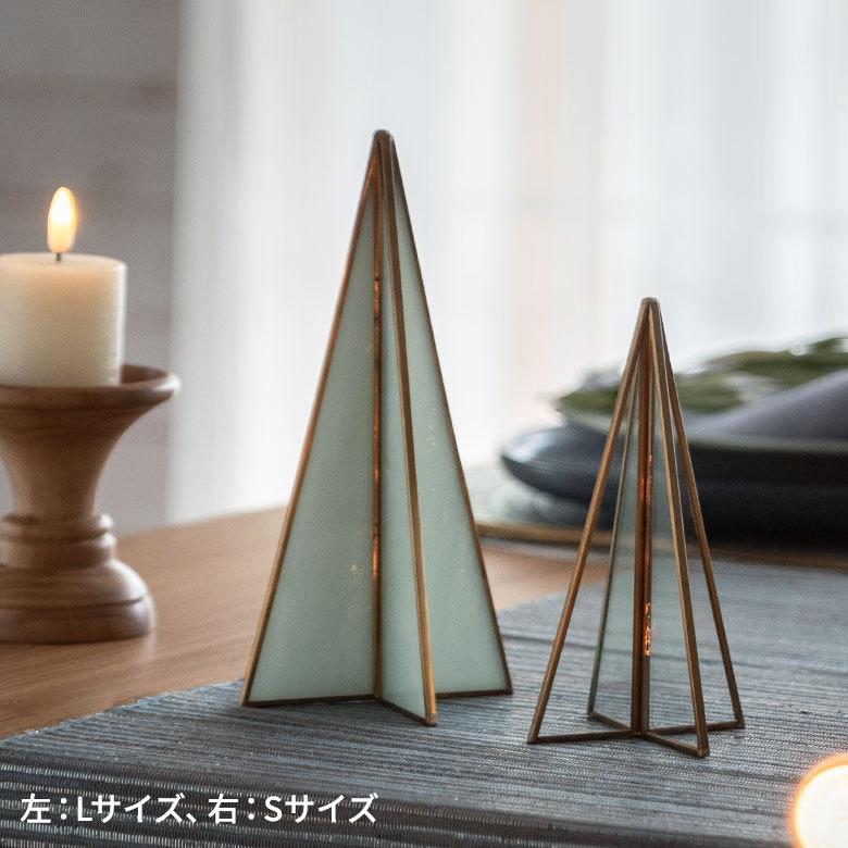 クリスマスツリー オブジェ デコレーション ガラスと真鍮 Lサイズ 約W10×D10×H20cm 67064 |  | 09