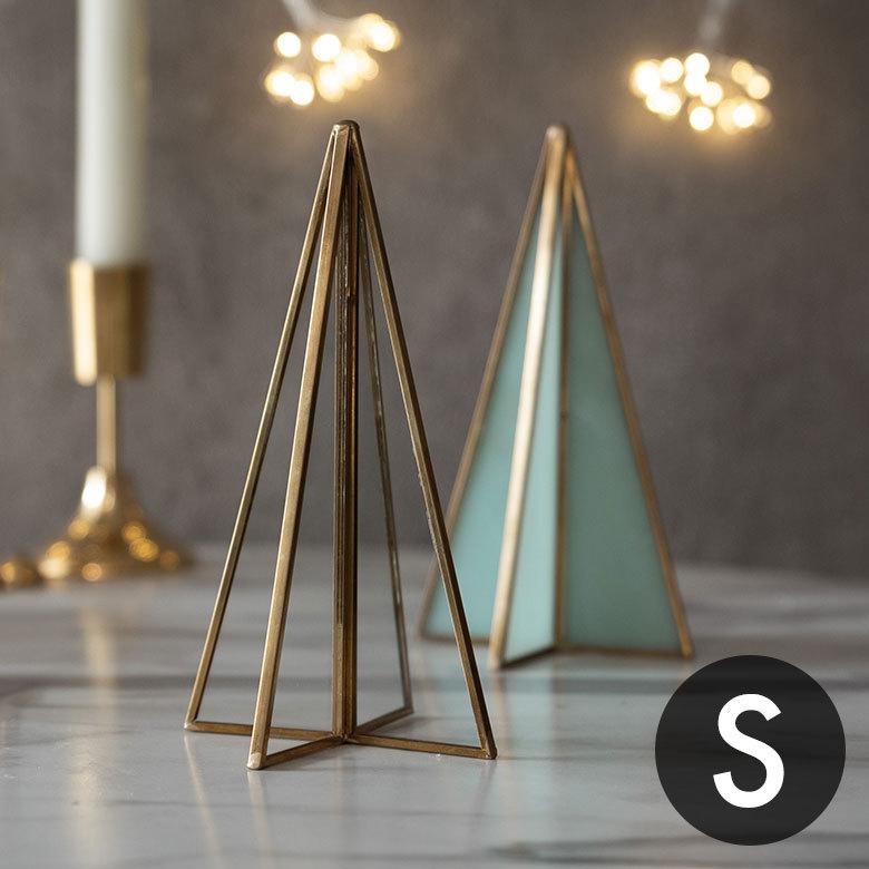 クリスマスツリー オブジェ デコレーション ガラスと真鍮 Sサイズ 約W8×D8×H15cm 67065 | 