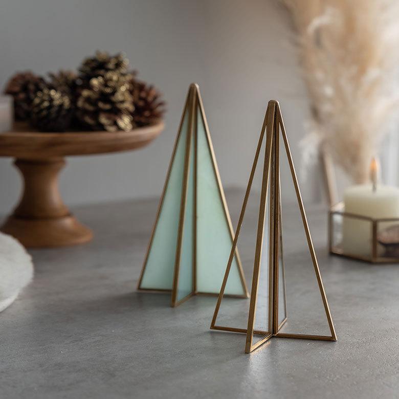 クリスマスツリー オブジェ デコレーション ガラスと真鍮 Sサイズ 約W8×D8×H15cm 67065 |  | 15