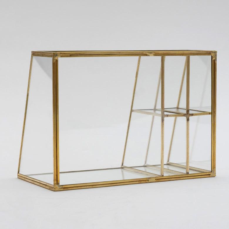 ブラシ スタンド コスメ ガラス 真鍮 5分割 収納 ボックス メイク アクセサリー アンティーク 風 ディスプレイ おしゃれ 北欧  雑貨 インテリア アジアン 67070 | ブランド登録なし | 18