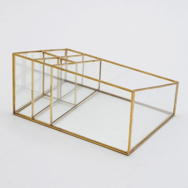 ブラシ スタンド コスメ ガラス 真鍮 5分割 収納 ボックス メイク アクセサリー アンティーク 風 ディスプレイ おしゃれ 北欧  雑貨 インテリア アジアン 67070 | ブランド登録なし | 19