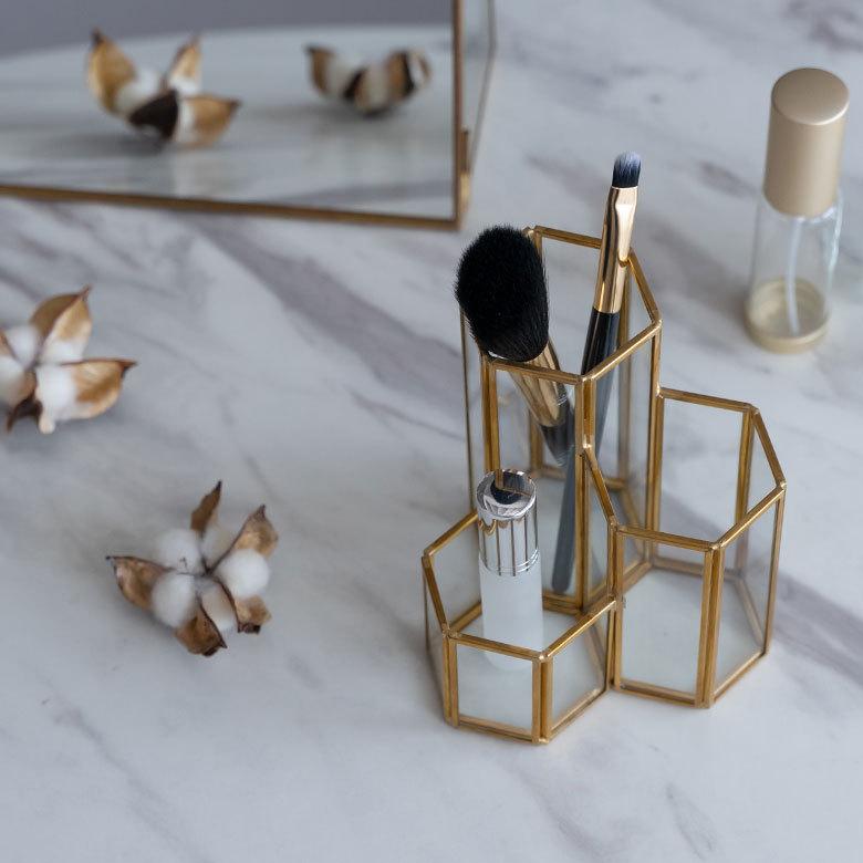 ブラシ スタンド コスメ 収納  ガラス 真鍮 メイク ケース 鉛筆 ペン 立て ボックス 小物 入れ ディスプレイ おしゃれ 北欧  雑貨 インテリア アジアン 67071 | ブランド登録なし | 13