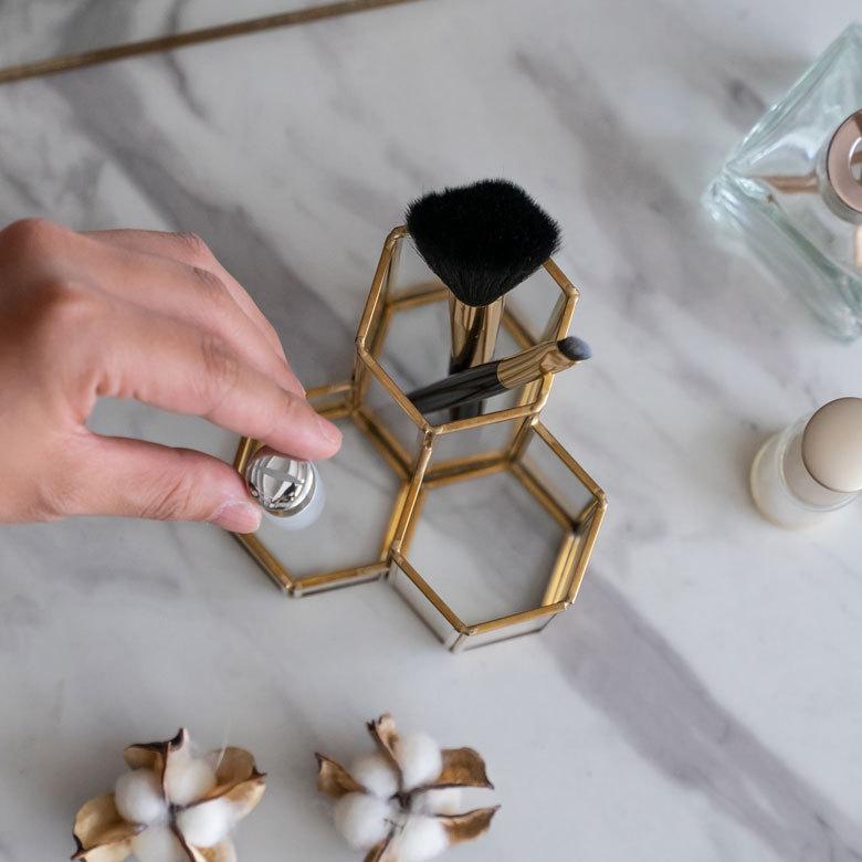 ブラシ スタンド コスメ 収納  ガラス 真鍮 メイク ケース 鉛筆 ペン 立て ボックス 小物 入れ ディスプレイ おしゃれ 北欧  雑貨 インテリア アジアン 67071 | ブランド登録なし | 03