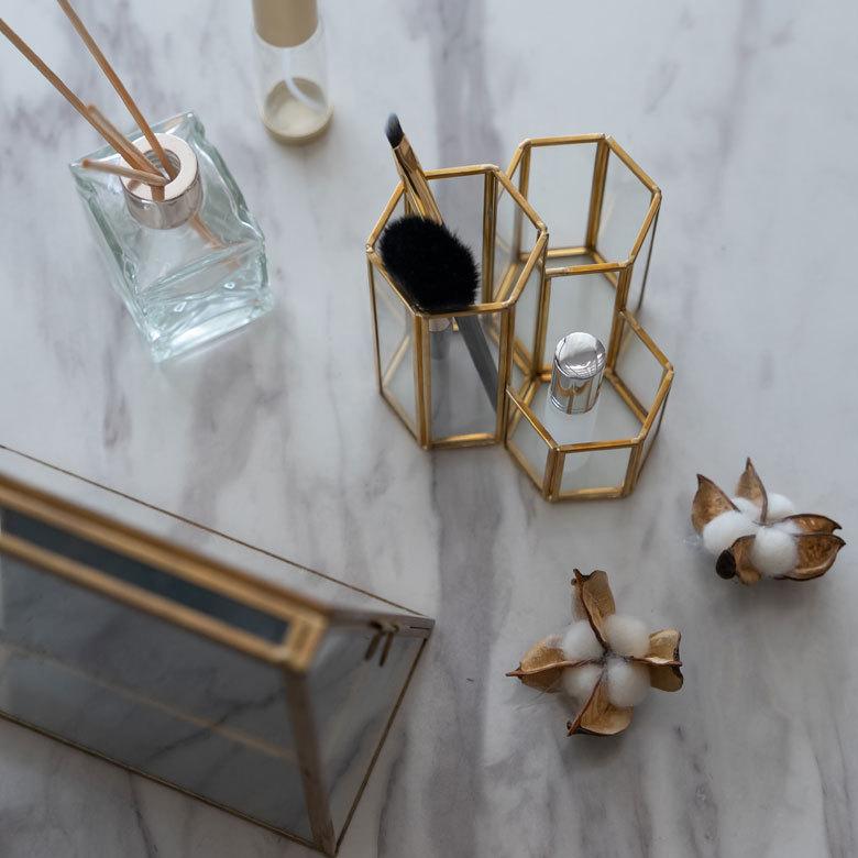 ブラシ スタンド コスメ 収納  ガラス 真鍮 メイク ケース 鉛筆 ペン 立て ボックス 小物 入れ ディスプレイ おしゃれ 北欧  雑貨 インテリア アジアン 67071 | ブランド登録なし | 08
