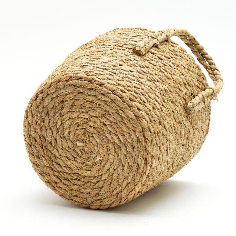 かご バスケット 持ち手付き 収納 い草 Mサイズ 丸 円 型 プランター
