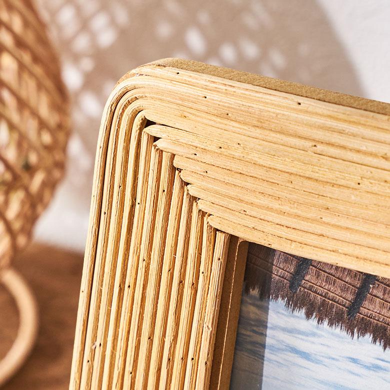 フォト フレーム 写真 立て ラタン製 天然素材 L判 ポストカードサイズ