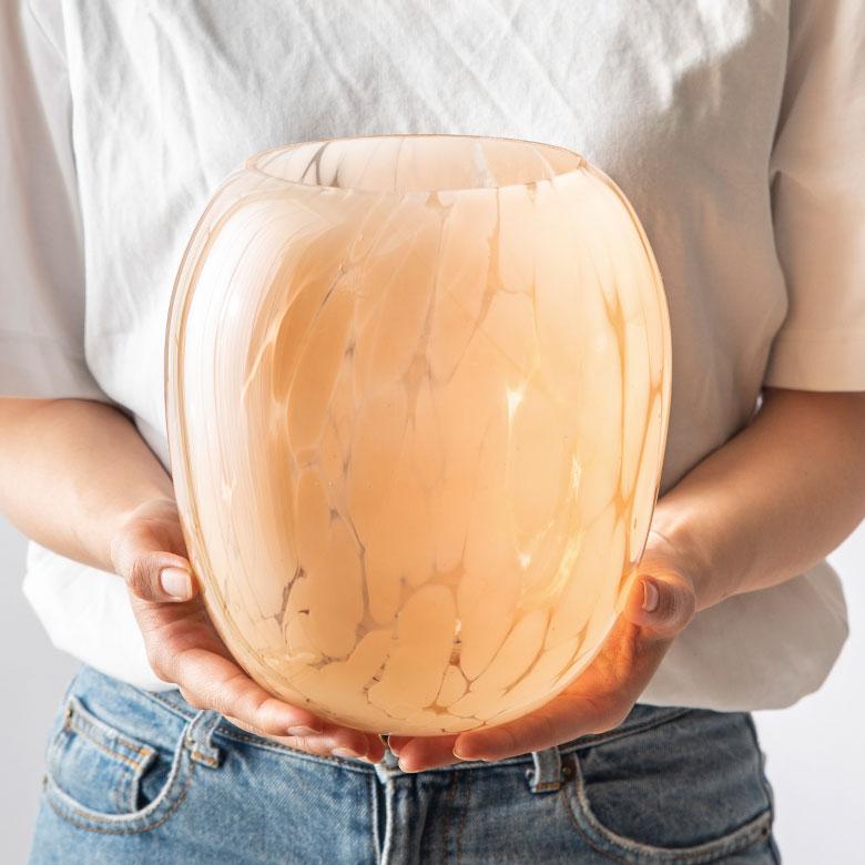 花瓶 フラワー ベース ガラス 半透過 ピンク  ベージュ ドット柄 おしゃれ インテリア 花びん 花器 壺型 生花 ドライ 北欧 韓国 アジアン 雑貨 67096 |  | 13